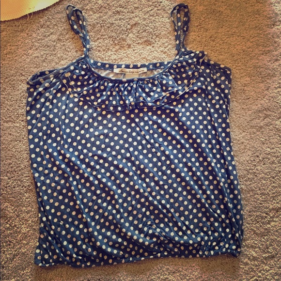 Blue tank top with white polka dots - Picture 2 of 4